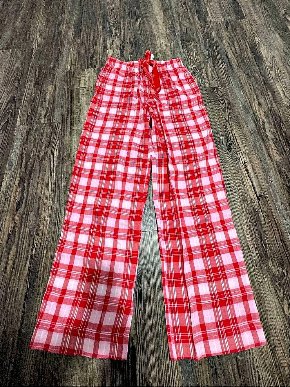 Victoria'Small Secret Plaid Wide Leg Pants in Red & Pink Size Small NWT $35.00